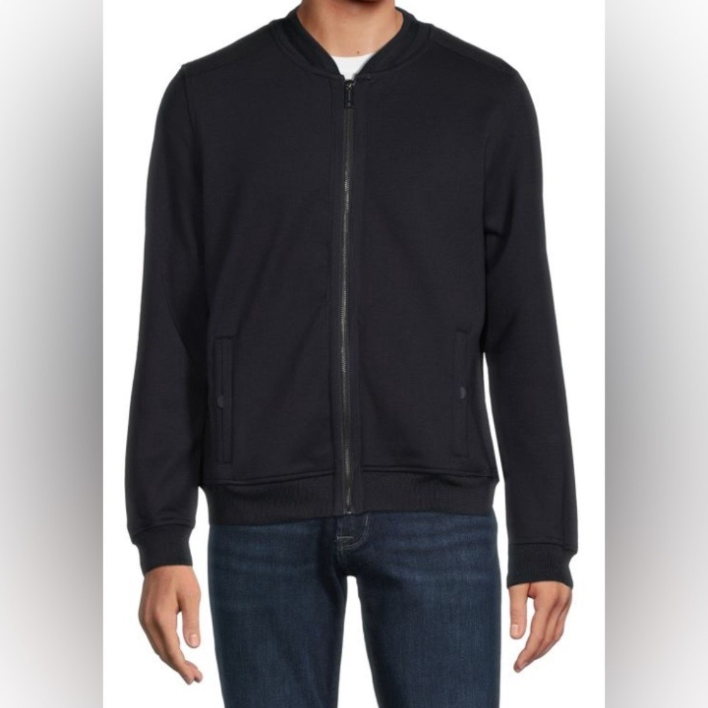 MAGASCHONI MAN Black‎ Jersey Knit Bomber Jacket SZ L